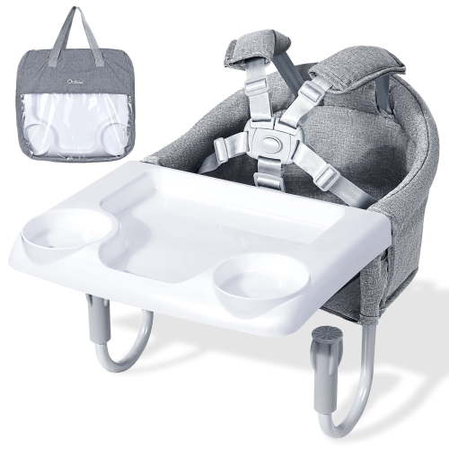 Orzbow Hook On High Chair with Removable Dining Tray, Baby Table Booster Seat, Easy Clip-On Table, Gray