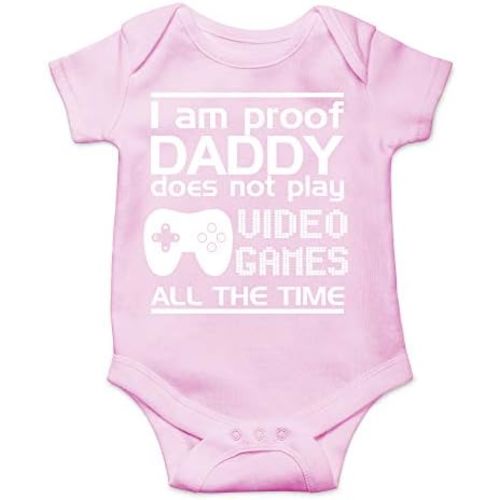 CBTwear Proof Daddy Does Not Play Video Games All the Time - Baby Clothes - Funny Newborn Bodysuit Outfits for Boys and Girls