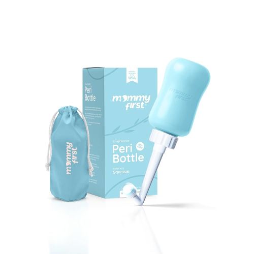 Mommy First® Peri Bottle for Postpartum Care | Upside Down Bottle for Perineal Cleansing and Recovery | Portable Bidet | Postpartum Essentials for New Moms (Blue, 12.2 OZ)