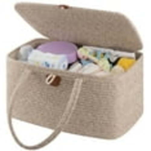 DIY.STORE Large Diaper Caddy Organizer for Baby, Portable Baby Basket with Handles, Baby Gift Basket for Newborn, Diaper Organizer for Changing Table and Car- Brown