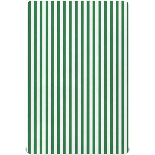 Green White Stripes Crib Sheets for Boys Girls Pack N Play Sheet Soft Breathable Mini Crib Sheets 39" x 27"