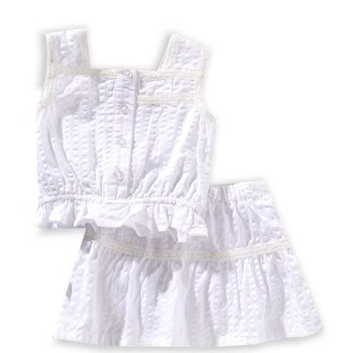 Calvin Klein Baby Girls 12-24 Months Sleeveless Eyelet-Embroidered Tank Top & Matching Skirt Set