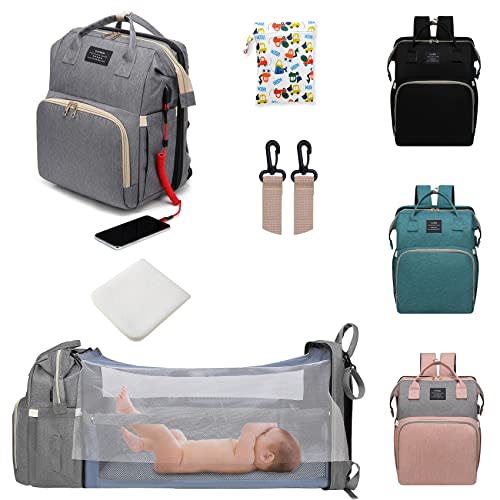 ANWTOTU Diaper Bag with Changing Station,Baby Diaper Bag Backpack,7 in 1 Travel Diaper Bag,Baby Bag Mommy Bag With USB Charging Port (Grey)