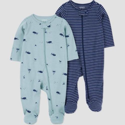 Carter's Just One You®️ Baby Boys' 2pk Nautical Sleep N' Play - Blue 9M: Cotton Footed Pajamas, Boat Pattern