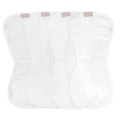 WeeSprout Unisex Organic Towel Cotton Burp Cloths, Four Ultra-Absorbent Layers, White, Set of 4