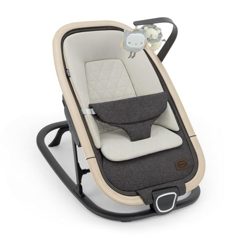 Noah 2-in-1 Baby Bouncer Seat, Portable Baby Rocker Chair for Infants 0-9 Months, One-Hand Recline, Newborn Cushion, Plush Toys, Charcoal