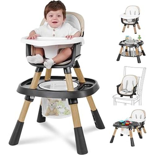 Baby High Chair, 15 in 1 Convertible High Chairs for Babies and Toddlers, Easy Clean High Chair for Baby, Baby Feeding Chair for 6-72 Months(Black)