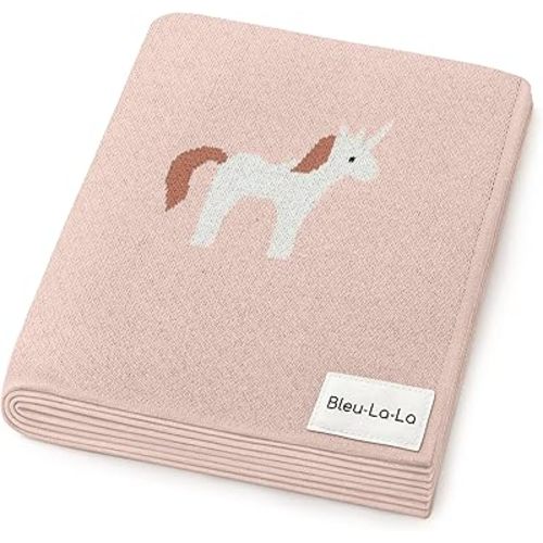 Bleu La La Baby Swaddle Blanket for Girls 100% Cotton Buttery Soft Cozy Receiving Swaddle Crib Stroller Blanket for Shower Gift Registry for Newborns, Infants, Toddlers (Unicorn - Pink)
