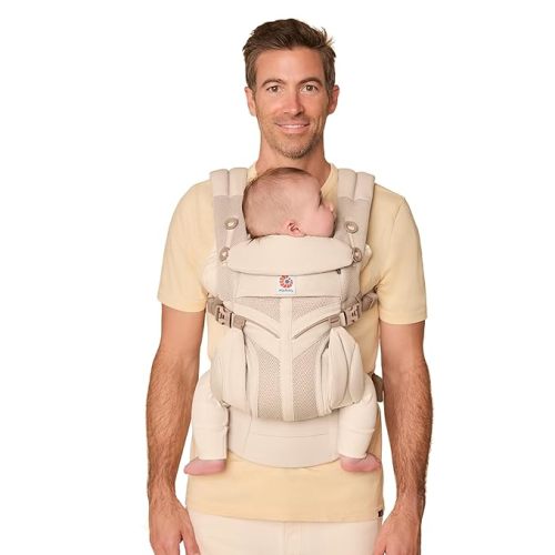 Ergobaby Omni Classic Baby Carrier Newborn to Toddler - Breathable Baby Carriers for Summer - All-Position Carrier with Lumbar Support (7-45 Pounds), Mesh, Natural Beige