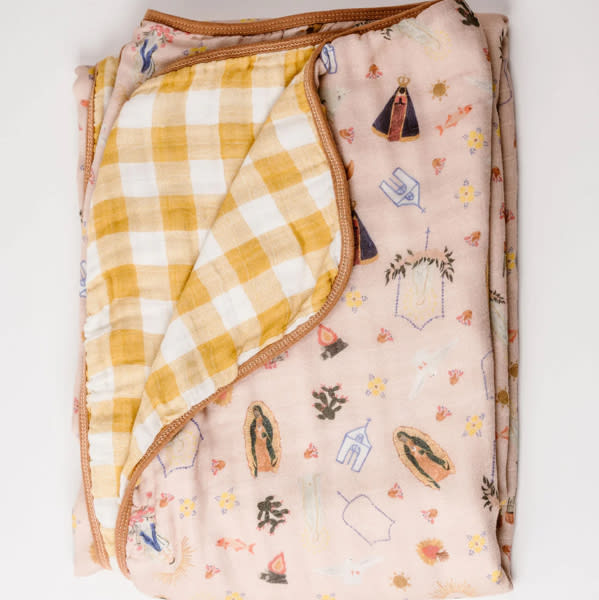 Pink Marian Deluxe Muslin Baby Blanket Quilt