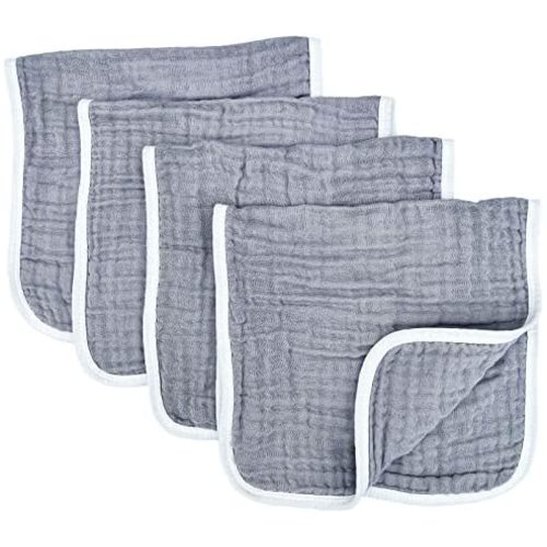 Muslin Burp Cloths Large 20 by 10 Inches 100% Cotton 6 Layers Extra Absorbent and Soft (Grey)