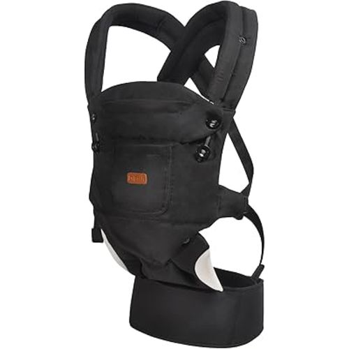 Baby Carrier Newborn to Toddler - Ergonomic, Cozy and Lightweight Infant Carrier, Effortless & Ideal for Hands-Free Parenting, Enhanced Lumbar Support (Black)