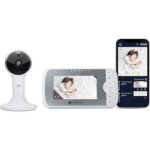 Motorola VM64-4.3" Screen HD 1080p Camera & WiFi Baby Monitor W/App Connectivity, 2-Way Audio & 1000ft Range - Remote Pan-Tilt-Zoom, Room Temp Display, Lullabies, & Night Vision