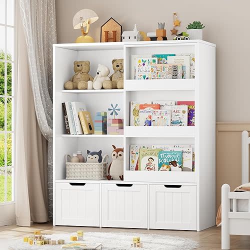 Toy Storage Organizer with Bookshelf