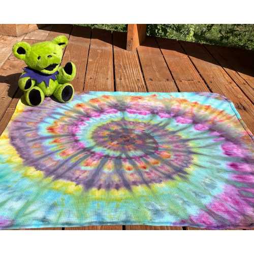 Baby Blanket Tie Dye Dark Star Spiral Cotton Waffle Thermal Weave Boy or Girl Baby Shower Gift Idea Grateful Dead Hippie Goose Phish