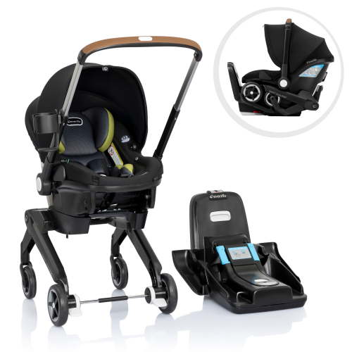 Evenflo Shyft DualRide Preemie and Infant Car Seat Stroller Combo 3-30lbs with Carryall Storage (Durham Green)