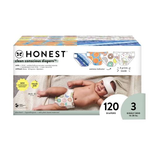 The Honest Company Clean Conscious Disposable Diapers Giraffes & Dots + Dashes - Size 1 - 78ct