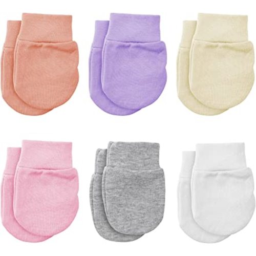 Yolev 6 Pairs Newborn Baby Mittens Infant Toddler Gloves Cotton Soft Anti-Scratch Mittens Gloves for 0-6 Months Baby Girls Boys