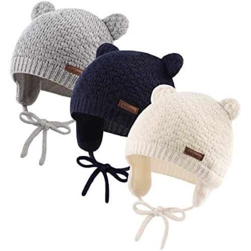 JANGANNSA Cute Knitted Boys Girls Christmas Beanie Warm Earflap Winter Hat Infant Toddler Baby Beanie 0-2Y