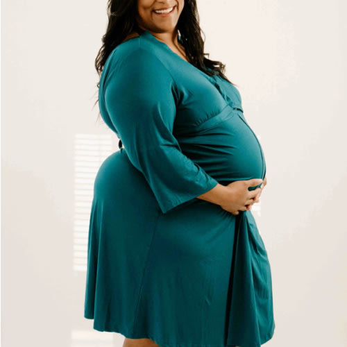 Lila Labor & Postpartum Gown in Deep Teal
