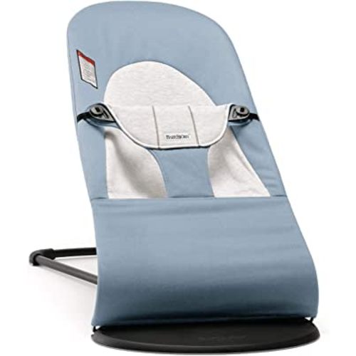 BabyBjörn Bouncer Balance Soft, Blue/Gray, Woven/Jersey | 2-in-1 Adjustable Baby Bouncer Seat and Toddler Chair, Newborn to Toddler (8-29 lbs), 4 Positions, Lightweight & Portable