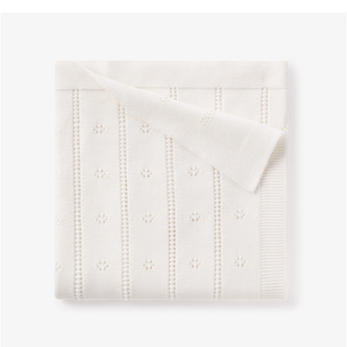 Cream Pointelle Knit Baby Blanket