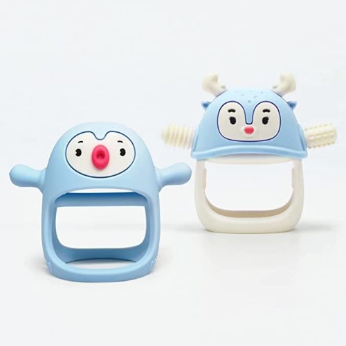 Smily Mia Penguin Buddy and Reindeer 2 in 1 Set for All Teething Needs, Light Blue