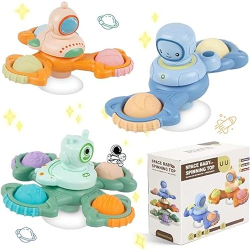 Suction Cup Spinner Toy | 18 Months Old Sensory Toys for Toddlers | Travel Toys to Keep Your Baby Busy | Bath Toy for 2 Year Old Boys and Girls | Birthday Gifts for Infant.