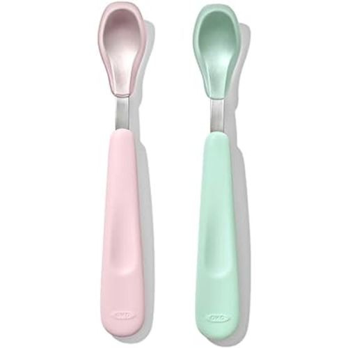 OXO Tot Feeding Spoon Set with Soft Silicone - Opal and Blossom