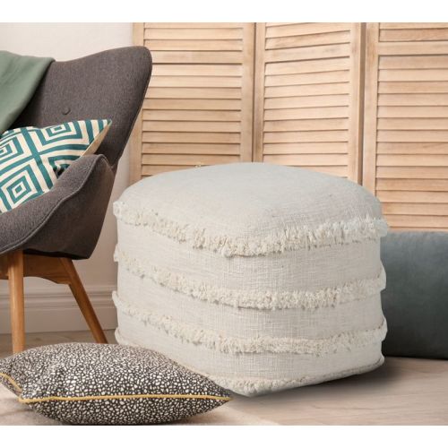 Leyla Cotton Striped Pouf