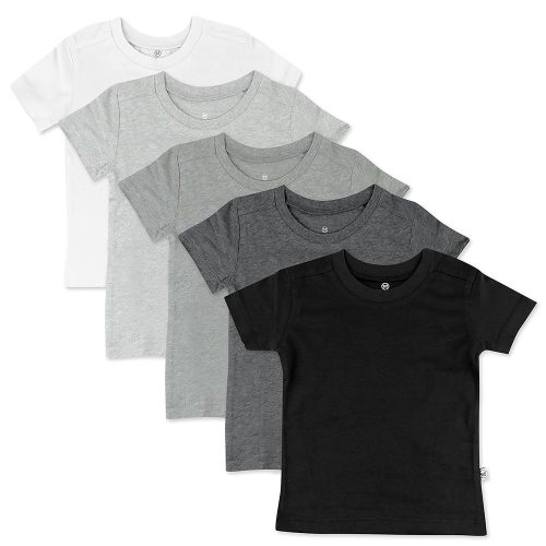 HonestBaby Unisex Baby Organic Cotton Short Sleeve T-shirt Multi-packs Infant-and-toddler-shirts, 5-pack Gray Ombre, 24 Months US