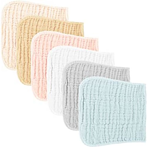 Konssy Muslin Baby Burp Cloths Sets for Unisex- 6 Pack Large 100% Cotton Burping Clothes for Newborn,Baby Girls and Boys