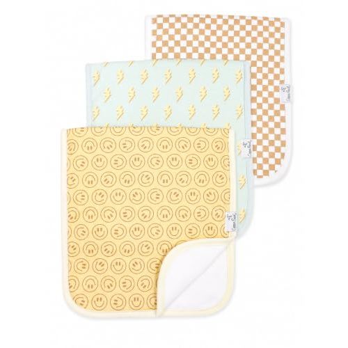 Copper Pearl Premium Baby Burp Cloths - 3-Pack Large Cotton Burp Cloths, Extra Soft Spit Up Rags with 3 Absorbent Layers, Perfect for Baby Boy and Baby Girl Gifts (21" x 10" Size, Vance Set)