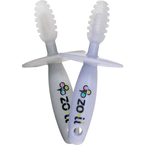 ZoLi Chubby Gummy teether | 2 Pack Baby Teething Relief - Lilac/Grey, BPA Free Teething Stick