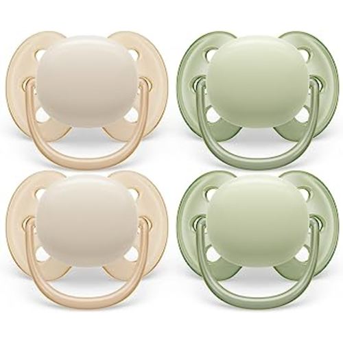 Philips Avent Ultra Soft Pacifier - 4 x Soft and Flexible Baby Pacifiers for Babies Aged 0-6 Months, BPA Free with Sterilizer Carry Case, SCF091/23
