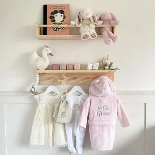 Set of two shelves (bookshelf & peg rail shelf) - nursery decor | nursery bookshelf | book display | Montessori shelf