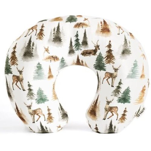Pillow Cover Nursing Pillow Cover Stretchy Minky Removable Nursing Covers for Breastfeeding Pillows, Ultra Soft Comfortable Slipcover for Boy and Girls, Stylish Watercolor Forest Deer and Leaves