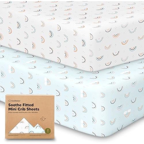 2-Pack Sheets Fitted - Pack N Play Sheets for Pack and Play Mattress (Jolly Rainbow)