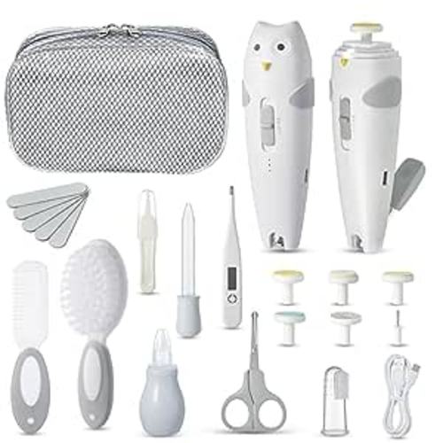 Amazon.com : Lictin Baby Healthcare and Grooming Kit, 26 in 1 Rechargeable Nail Trimmer Electric Set,Safe File with Auto Light, Newborn Nursery Health Care Portable Safety Set for Infant Toddlers Boys Girls, Grey : Baby