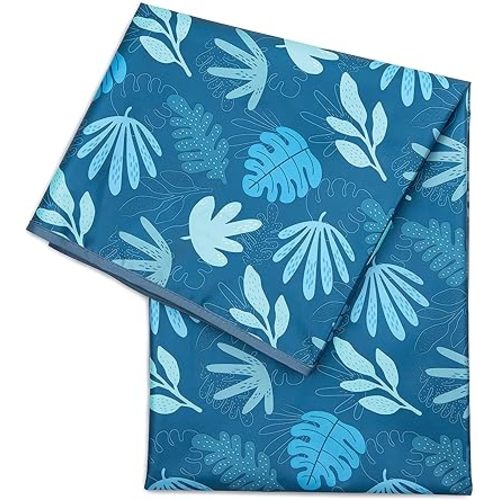 Bumkins Baby Splat Mat for Under High Chair, Babies Toddlers Eating Mess Mat, Waterproof Reusable Cloth for Arts and Crafts, Playtime Mat for Kids, Floors or Tables, Fabric 42inx42in, Blue Tropic