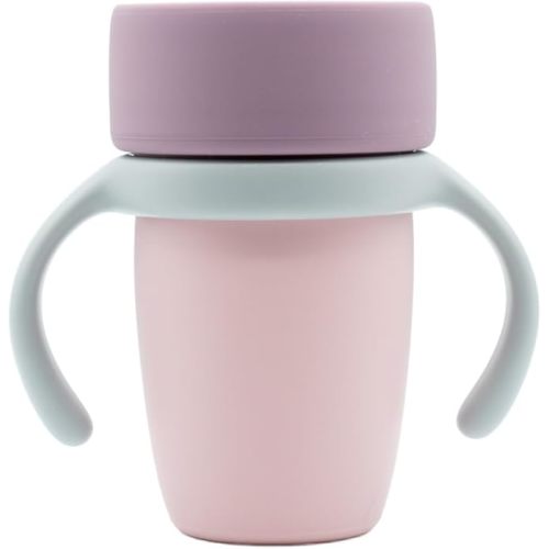 WeeSprout Baby Training Cup - Silicone Sippy Cup with Removable Handles for Weaning Off Bottle - Transition Spill-Proof Toddler Cups - No-Spill Design (Pink/Purple/Light Gray)