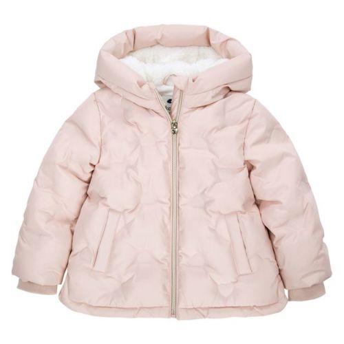 Rokka&rolla Toddler Girls' Heart Pattern Fleece Lined Coat Kids' Puffer Jacket-pink, Size 12-18 Months