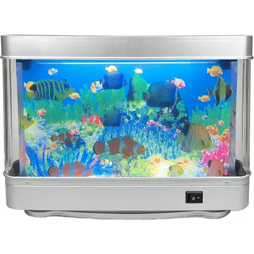 Fake Fish Tank Mini Aquarium,Artificial Tropical Fish Decorative,Fake Aquarium Decorative Lamp,Aquarium Lights Motion Lamp Night Light with Moving Fish,Gift for Kids(US Plug)