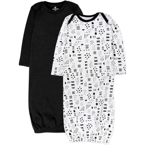 HonestBaby unisex-baby 2-pack Sleeper Gowns Layette Sets 100% Organic Cotton for Newborn Baby Boys, Girls, Unisex