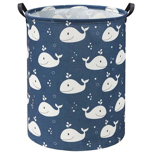 HIYAGON Whale Kids Laundry Basket Baby Hamper for Nursery Boy Kids Hamper Cute Kids Toys Storage Bin Organizer Whale Room Decor for Home(Blue Whale)