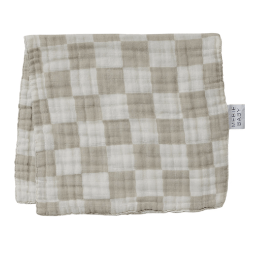 Taupe Checkered Burp Cloth