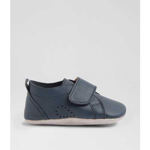 Ss Grass Court Mini Infant Navy Leather Flat Shoes