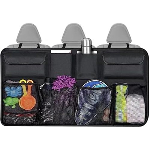 Trunk Organizer with 8 Storage Pockets, 1 Pack Rear Seat Organizer Keep SUV, MPV, TRUCK Organized & Tidy, Travel Accessories, Space Saver