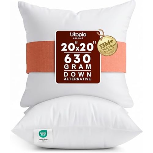 Utopia Bedding 20x20 Pillow Inserts, White Throw Pillows for Couch, 2 Pack