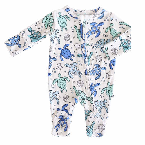 Sea Turtle Splash Zipper Footie